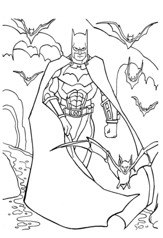 Batman With Bats Coloring Page